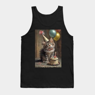 Maine Coon Cat Birthday Card Tank Top